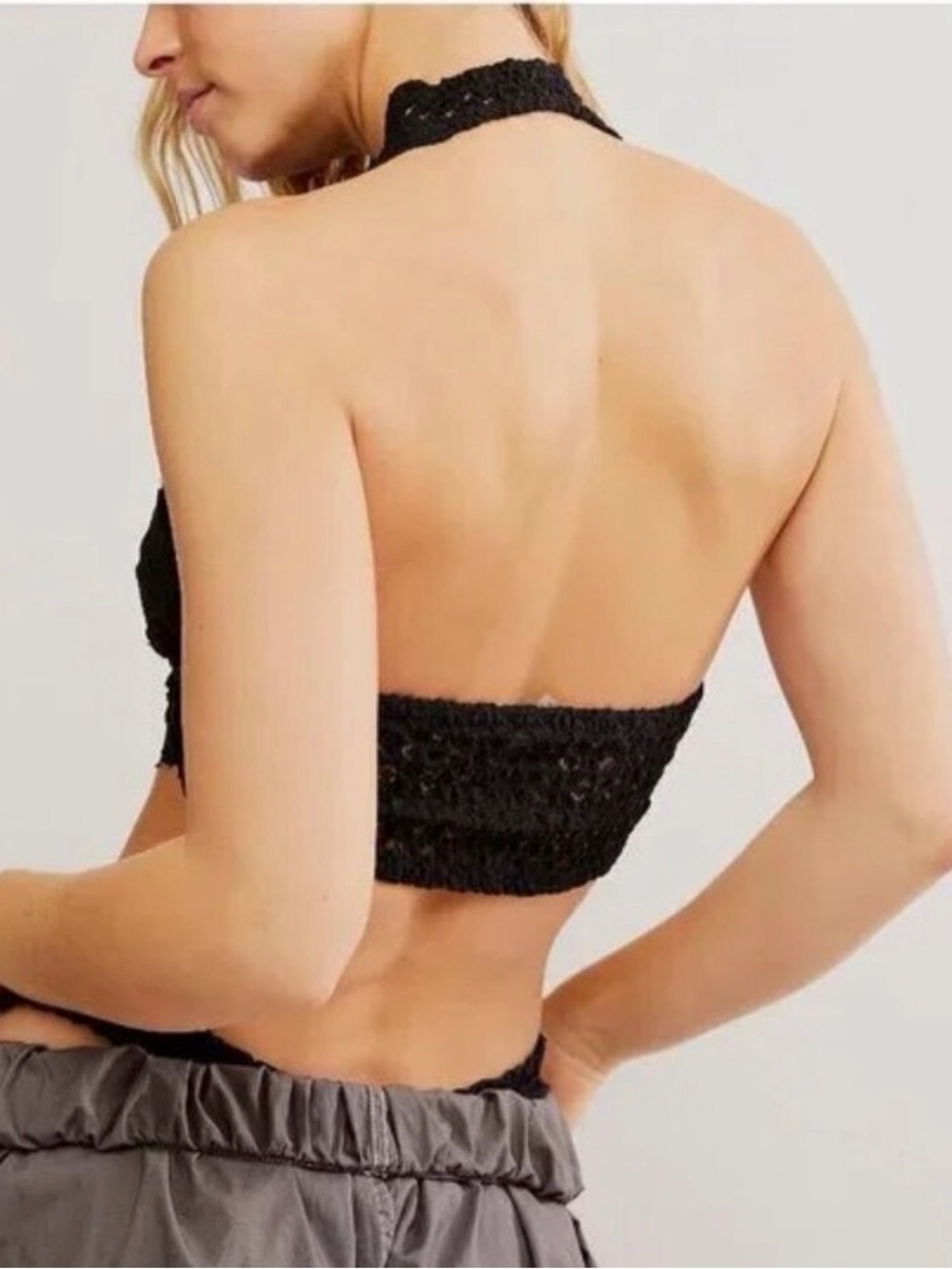 NEW FREE PEOPLE ONE Adella Black Lace Halter Bralette NWT 🌷 - Picture 2 of 4